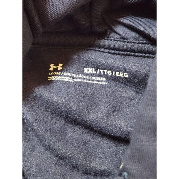 Under Armour Hoodie Men's size 2XL Rival Fleece Big Logo Navy Blue - Picture 9 of 9